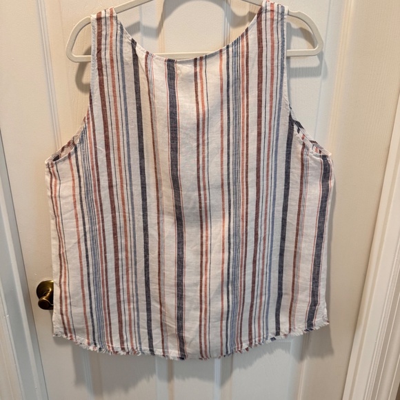 Woman's Linen Striped Tank Top, Size 16, Garnet Hill - Picture 9 of 10